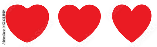 Set of hearts in red color, Red heart icons set vector, Set of 15 hearts of different shapes for web. Heart collection. vector illustration.	