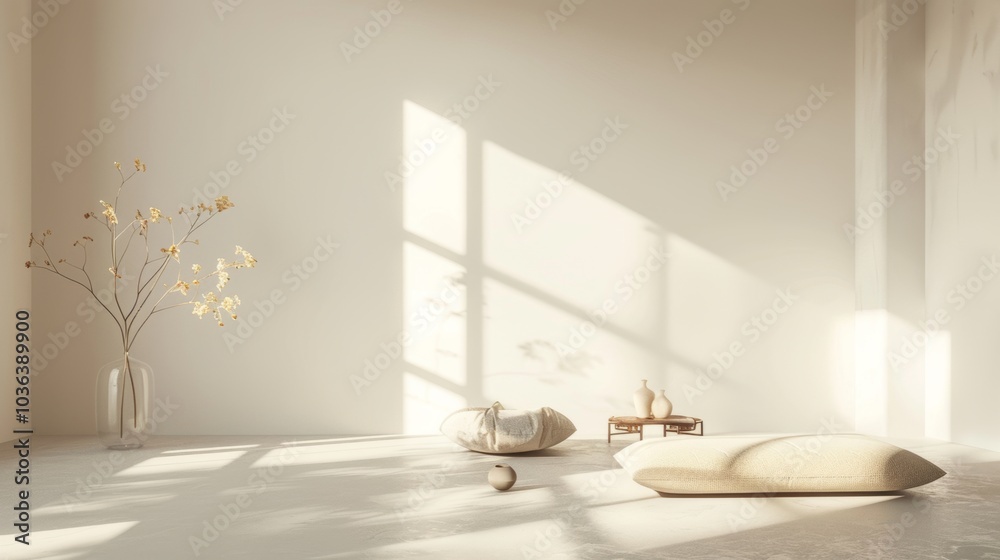 Minimalist zen corner, soft lighting