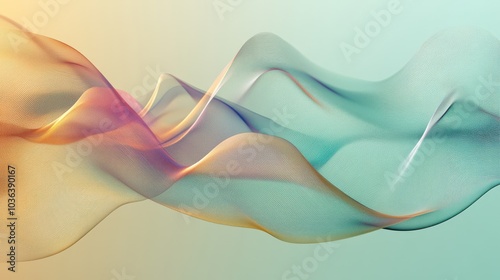 Serene Wave Pattern on Transparent Abstract Background with Soft Color Blends and Gentle Ripples