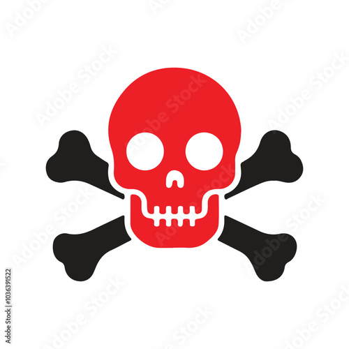 Skull danger icon vector art illustration on white background