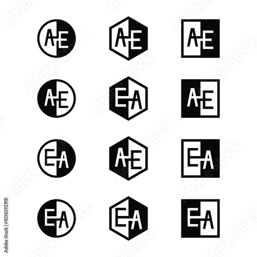 Letters AE and EA Positive and Negative Logo Set, suitable for any business