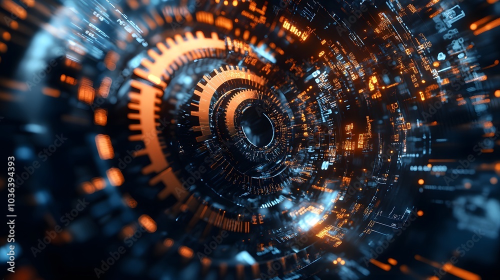 Fototapeta premium Abstract technology background. Technology concept. Gear wheel. Big Data concept. 3d illustration. 3d rendering. 