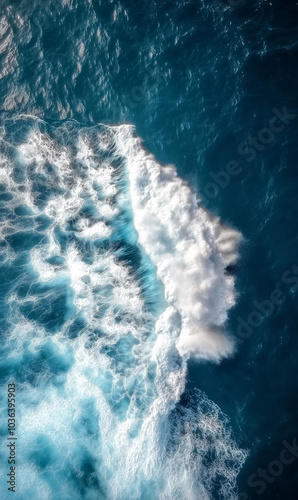 Wallpaper Mural Aerial View of Turquoise Ocean Waves Crashing Against the Shoreline Torontodigital.ca