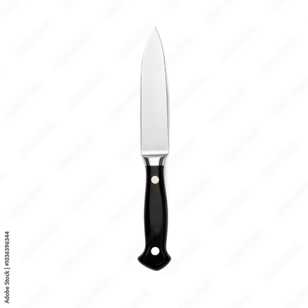Sharp kitchen knife with black handle transparent background Sharp kitchen knife with black handle transparent background