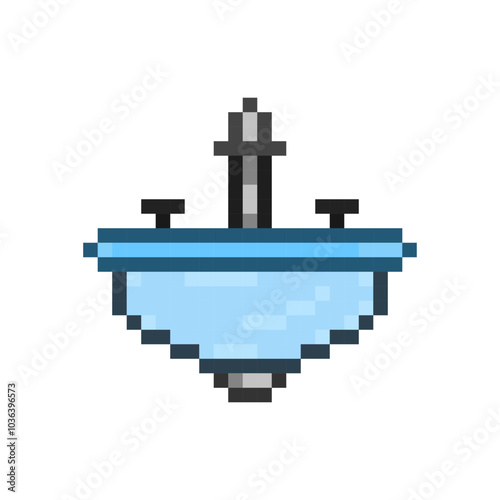 ilustration wastafel in pixel art 8 bit vector