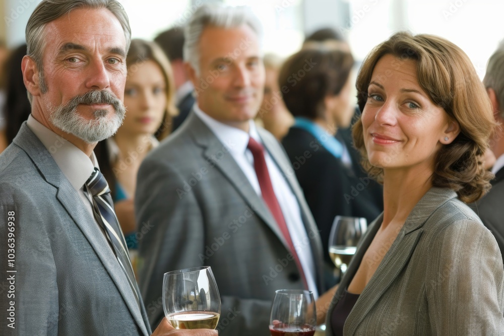 Business people toasting with wine in a conference room, focus on the woman Business people toasting with wine in a conference room, focus on the woman