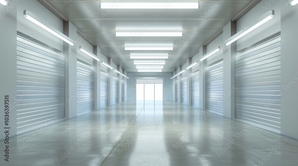 Minimalist storage room, soft lighting Minimalist storage room, soft lighting