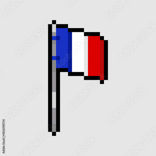 Pixel art style, 18 bit style France flag vector