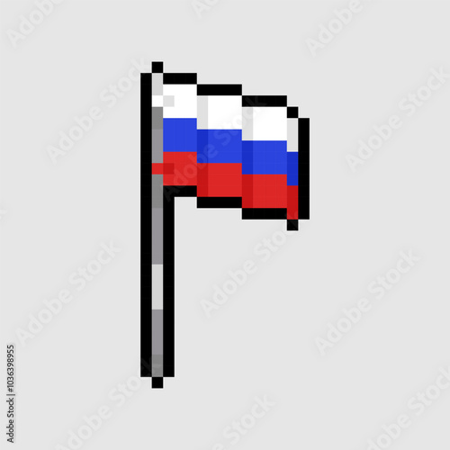 Pixel art style, 18 bit style Russia flag vector