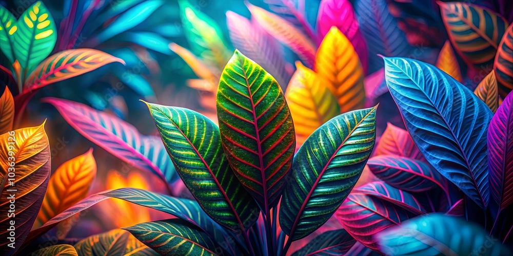 Vibrant Symphony of Hues A Close-up of Vividly Colored Leaves, Their Veins a Dance of Light and Shadow, Creating a Tapestry of Organic Beauty Vibrant Symphony of Hues A Close-up of Vividly Colored Leaves, Their Veins a Dance of Light and Shadow, Creating a Tapestry of Organic Beauty