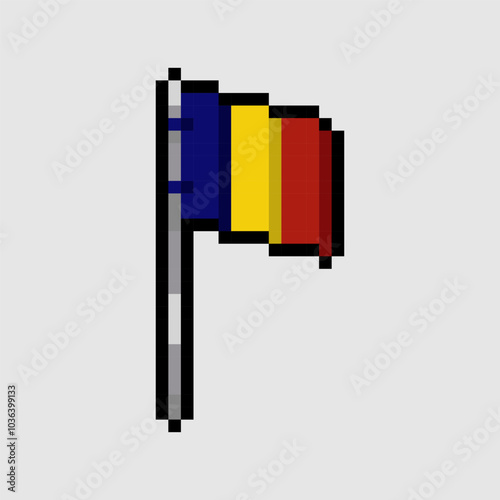Pixel art style, 18 bit style Romania flag vector