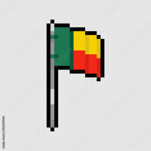 Pixel art style, 18 bit style Benin flag vector