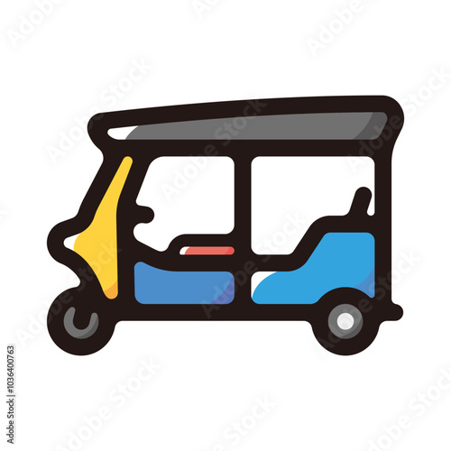 Tuk tuk outline icon for graphic design, apps and websites