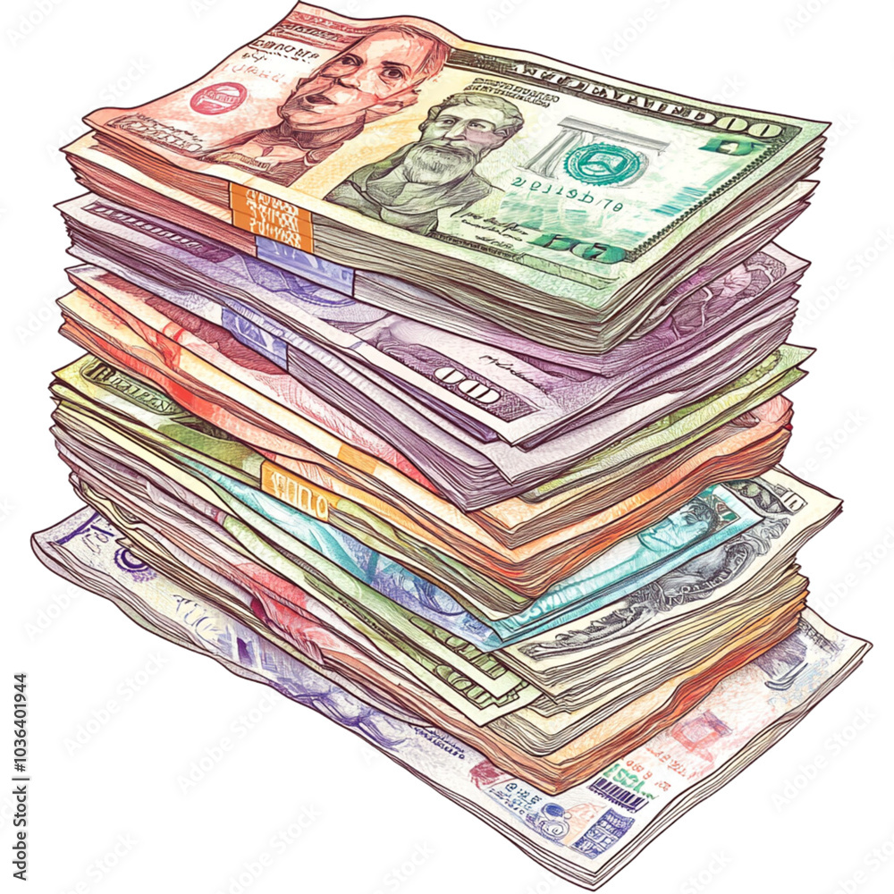 Stacked Currency from Various Countries Stacked Currency from Various Countries