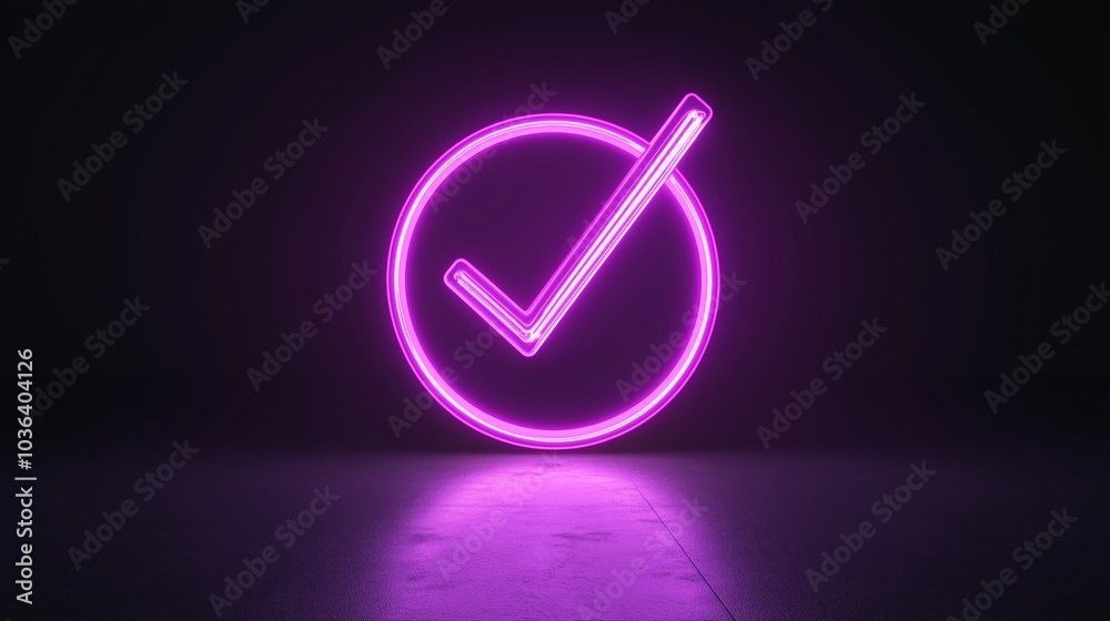 A Vibrant Neon Check Mark Symbol in a Modern Design A Vibrant Neon Check Mark Symbol in a Modern Design