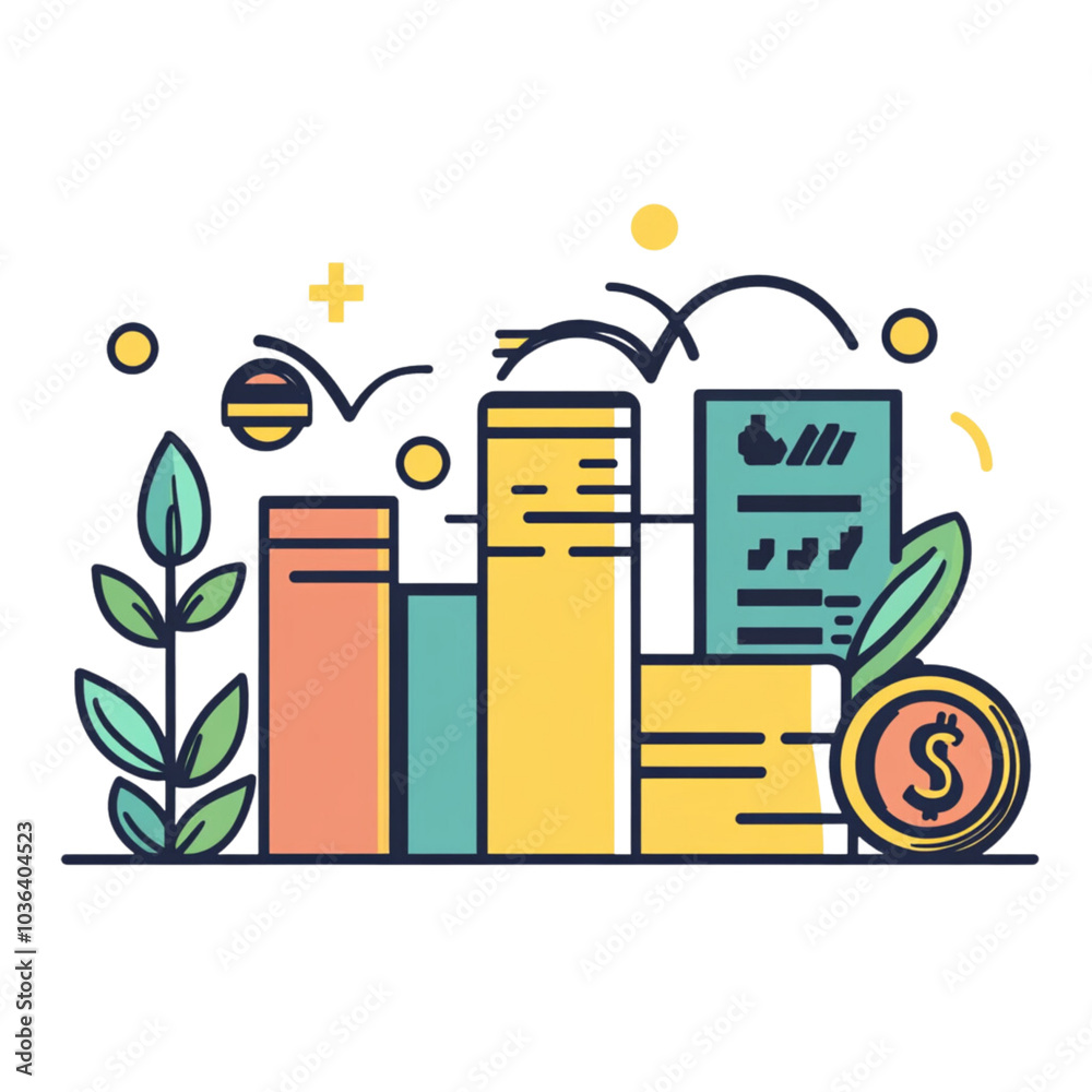 Fototapeta premium Colorful Financial Growth Concept Illustration