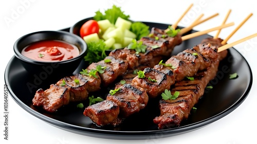 Churrasco on plate isolated on white background