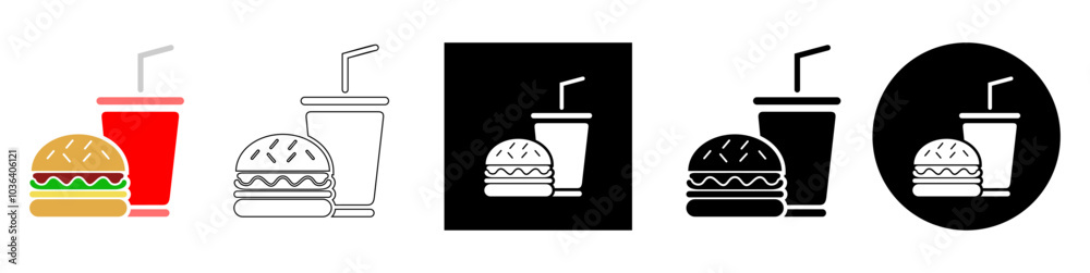 hamburger and soda, burger and soda, fast food junk food menu vector pictogram sign icon symbol ui and ux design, glyphs and stroke line hamburger and soda, burger and soda, fast food junk food menu vector pictogram sign icon symbol ui and ux design, glyphs and stroke line