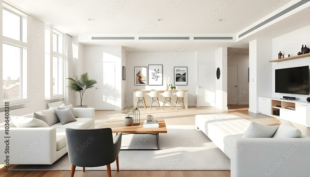 Poster frame mock up in modern home living room interior with white sofa and coffee table with decor, 3d render Poster frame mock up in modern home living room interior with white sofa and coffee table with decor, 3d render