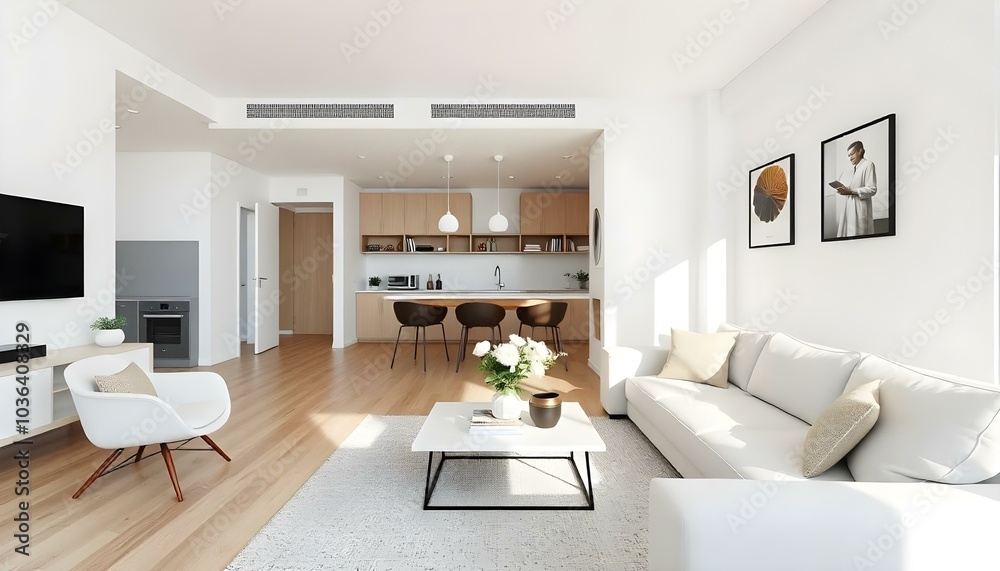 Poster frame mock up in modern home living room interior with white sofa and coffee table with decor, 3d render Poster frame mock up in modern home living room interior with white sofa and coffee table with decor, 3d render