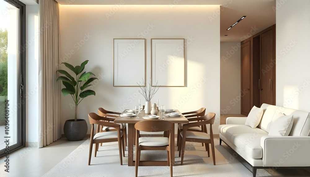 Poster frame mock up in modern home living room interior with white sofa and coffee table with decor, 3d render Poster frame mock up in modern home living room interior with white sofa and coffee table with decor, 3d render