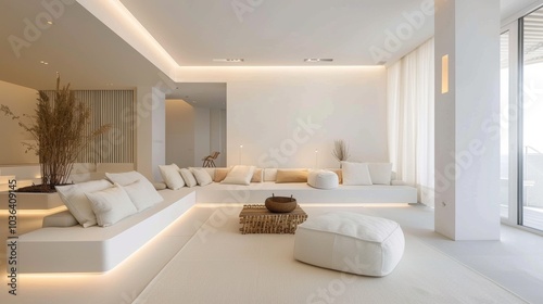 Wallpaper Mural Minimalist living room area, soft lighting Torontodigital.ca