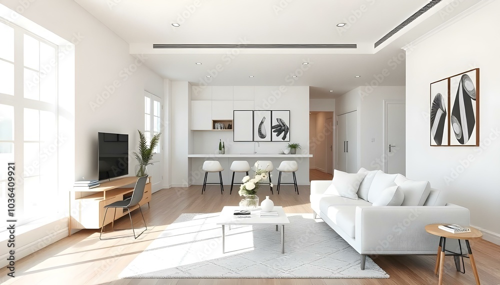 Poster frame mock up in modern home living room interior with white sofa and coffee table with decor, 3d render Poster frame mock up in modern home living room interior with white sofa and coffee table with decor, 3d render