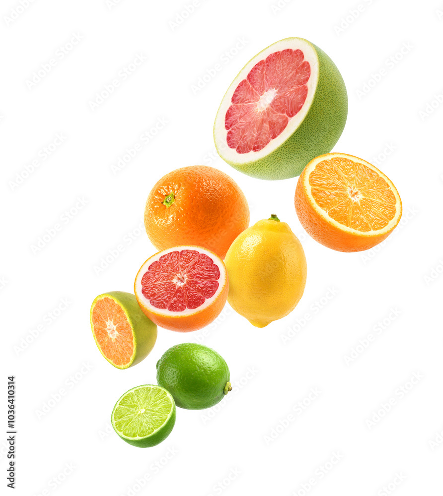 Variety of citrus fruit (green lime, lemon, orange, grpaefruit, pomelo, tangerine) isolated on white background. Variety of citrus fruit (green lime, lemon, orange, grpaefruit, pomelo, tangerine) isolated on white background.