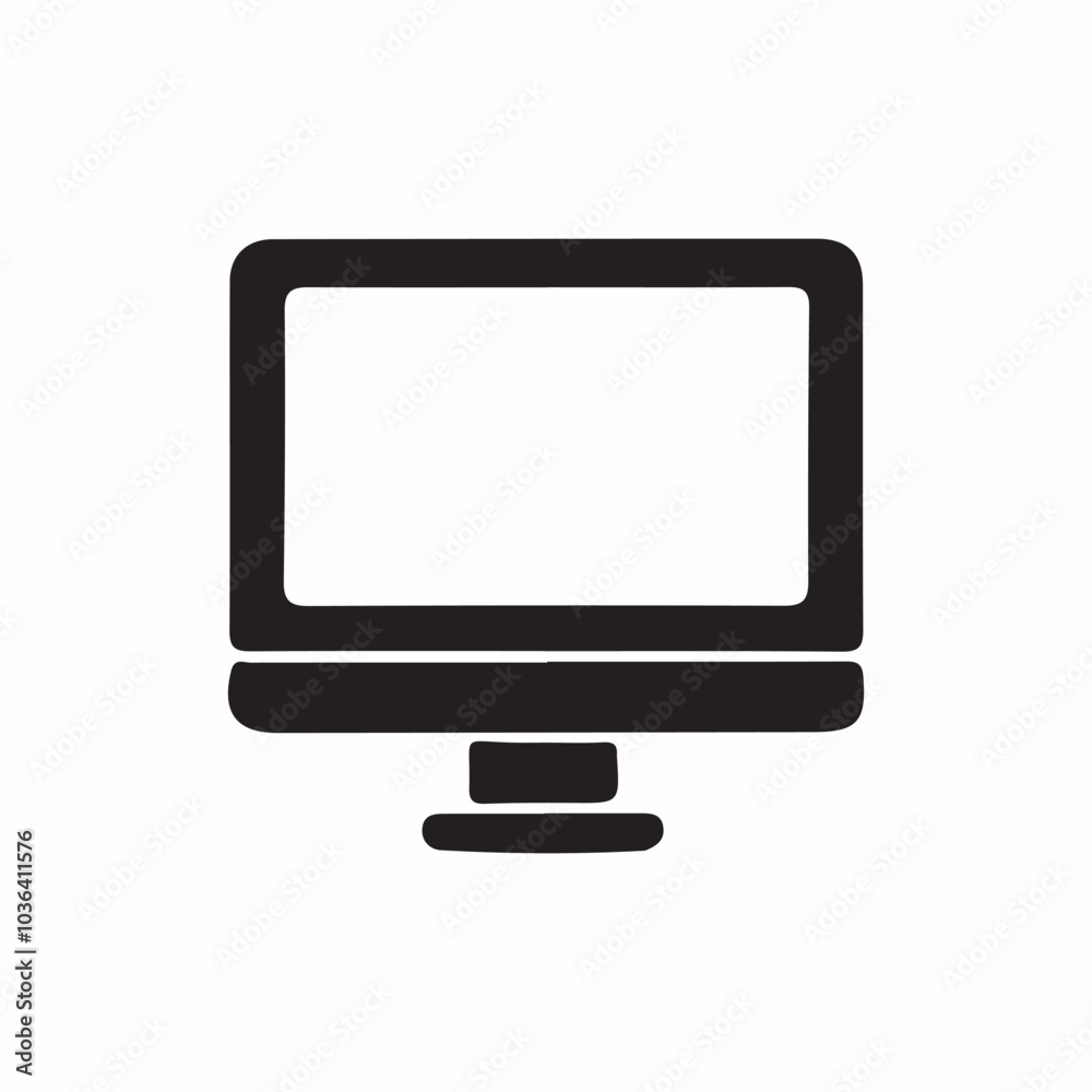 Hand-drawn LCD monitor isolated vector icon illustration Hand-drawn LCD monitor isolated vector icon illustration