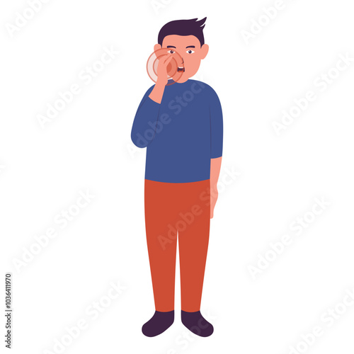 Man with Pain Illustration Isolated on White Background. Vector Character.