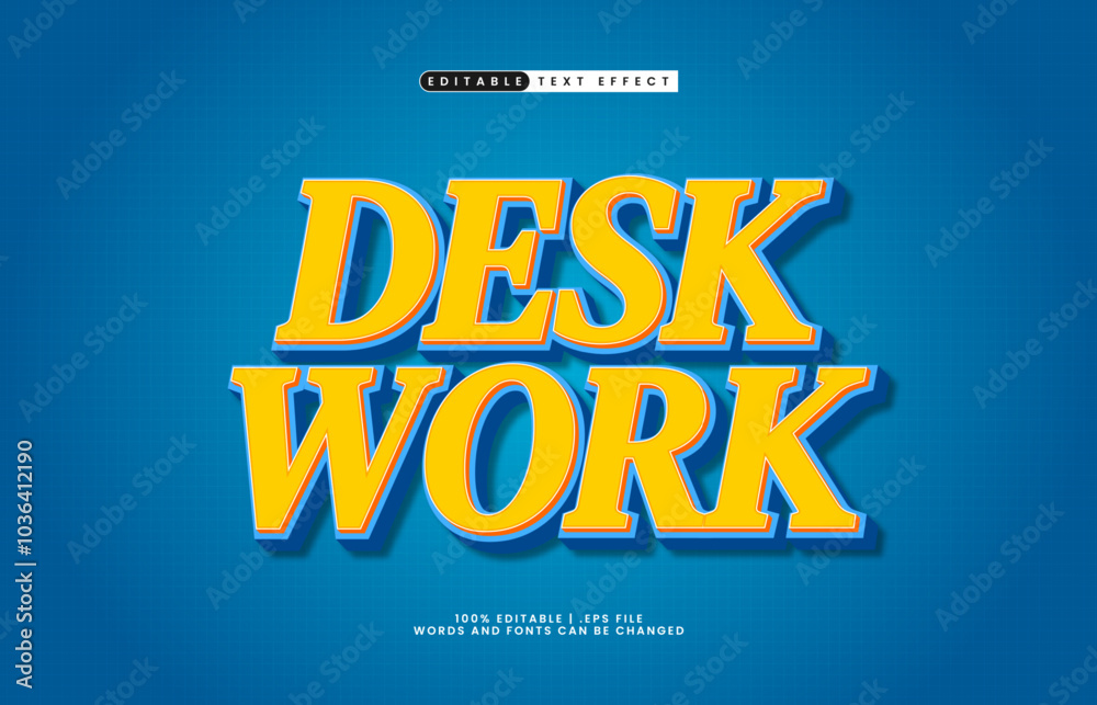 Obraz premium desk work editable text effect with a work and office text style