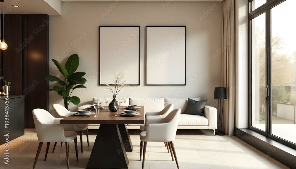 Poster frame mock up in modern home living room interior with white sofa and coffee table with decor, 3d render Poster frame mock up in modern home living room interior with white sofa and coffee table with decor, 3d render