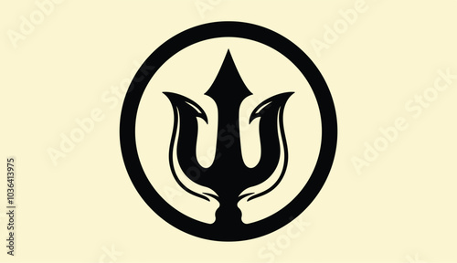 Circular Trident Neptune God Poseidon Triton King Spear or Devil Spear logo design	