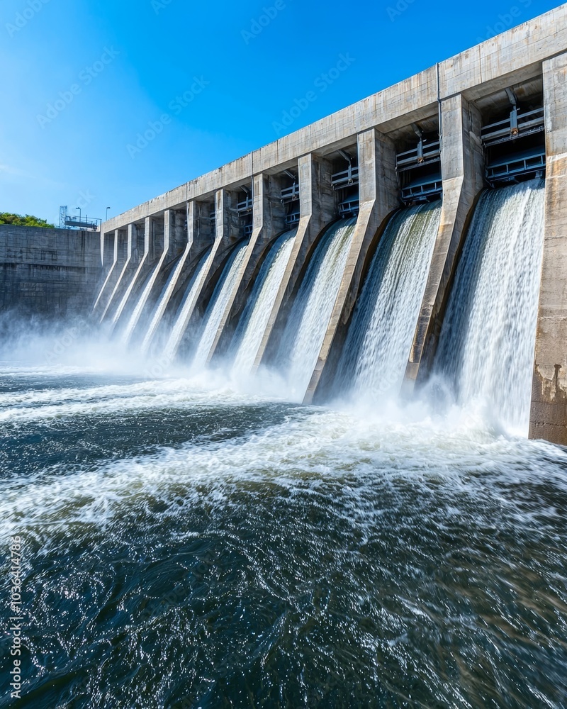 Water Flow at Modern Hydroelectric Dam Water Flow at Modern Hydroelectric Dam