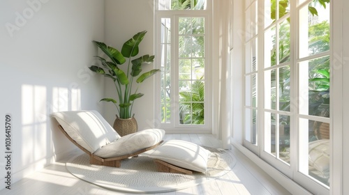 Obraz na płótnie Minimalist sunroom nook, soft lighting w salonie