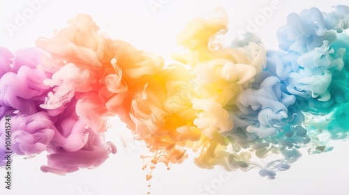 Dense multicolored smoke of red, purple and pink colors on a black isolated background. Background of smoke