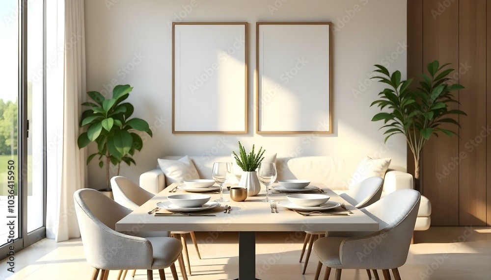 Poster frame mock up in modern home living room interior with white sofa and coffee table with decor, 3d render Poster frame mock up in modern home living room interior with white sofa and coffee table with decor, 3d render
