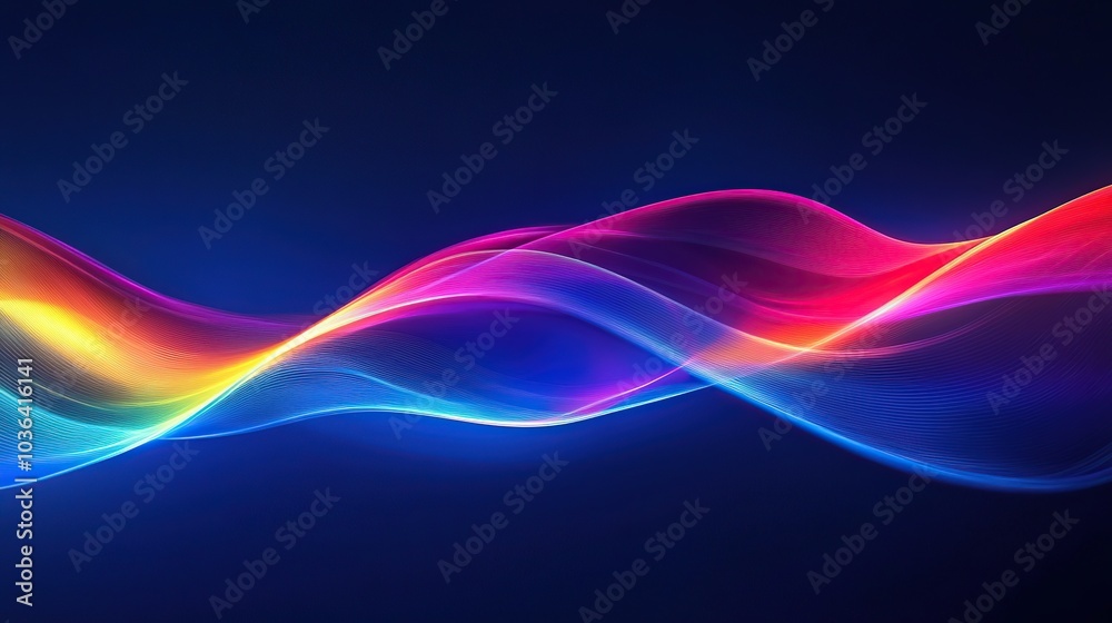 Naklejka premium Abstract colorful wave design, glowing neon energy flow in motion