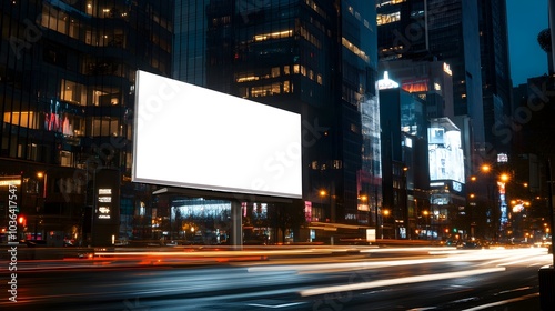 Wallpaper Mural Illuminated City Nightscape with Glowing Billboard Advertisement in Urban Landscape Torontodigital.ca