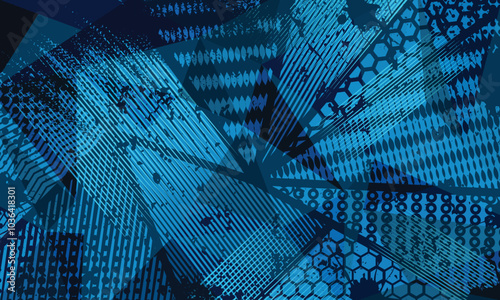 Abstract triangle pattern textured background with grunge brush strokes for jersey sublimation