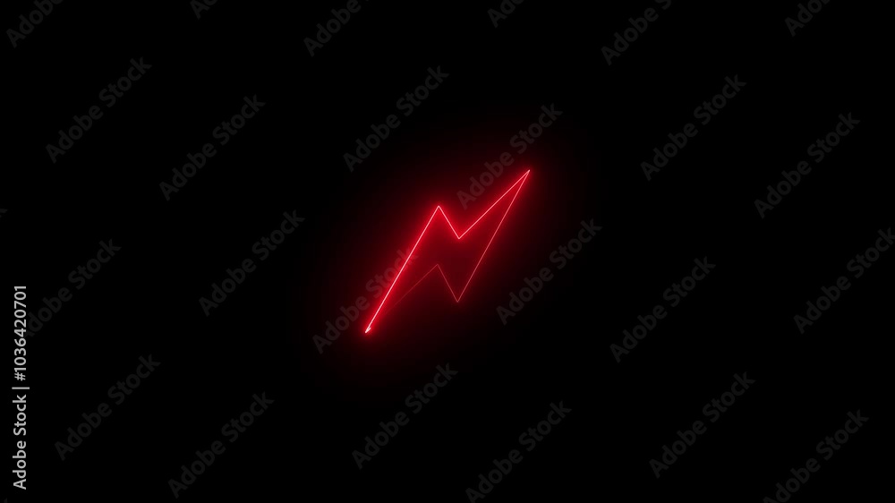 Abstract neon bolt icon with circle on black background Glowing neon battery icon. power and electricity Abstract neon bolt icon with circle on black background Glowing neon battery icon. power and electricity