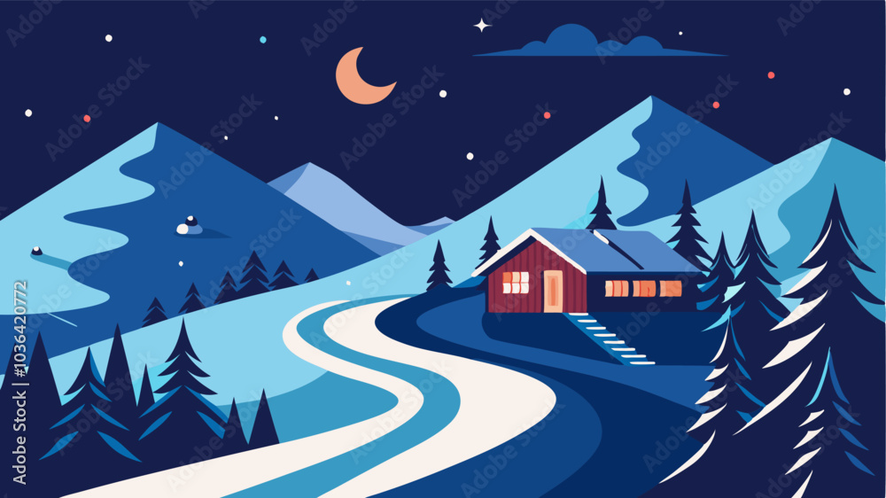 Fototapeta premium With immaculately groomed and welllit trails nighttime skiing at this resort is a musttry experience.