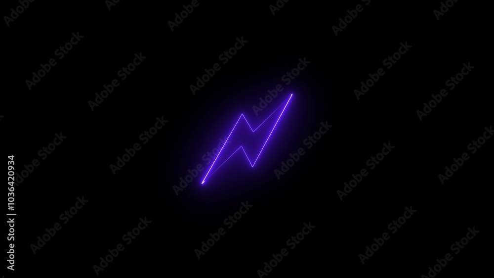 Abstract neon bolt icon with circle on black background Glowing neon battery icon. power and electricity Abstract neon bolt icon with circle on black background Glowing neon battery icon. power and electricity