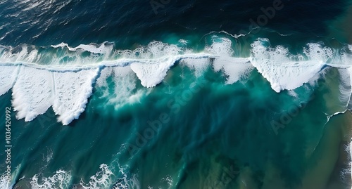 Vibrant Blue-Green Ocean Interplay Captured in Dynamic Motion
