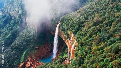 Nohkalikai falls view point in megahalaya cherrapunji. The best tourist attraction in cherrapunji meghalaya in India.