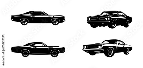 vector set of classic car silhouette icon (artwork 1)