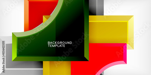 Square, arrow shapes with round elements Vector Illustration For Wallpaper, Banner, Background, Card, Book Illustration, landing page