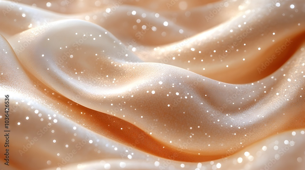 Shimmering Golden Translucent Fabric Waves with Scattered Bokeh Highlights Shimmering Golden Translucent Fabric Waves with Scattered Bokeh Highlights