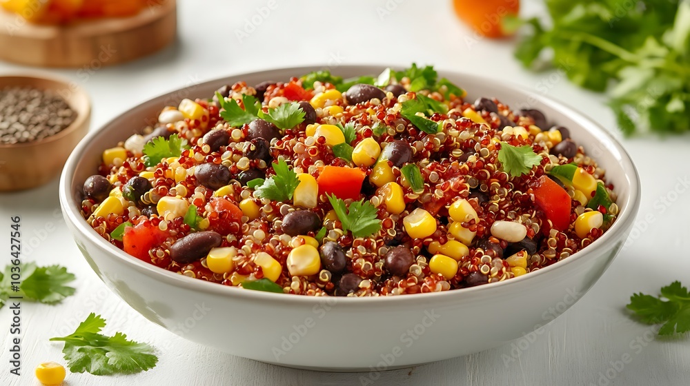 Nutritious quinoa salad with black beans corn and fresh vegetables for a healthy vibrant meal option anytime Nutritious quinoa salad with black beans corn and fresh vegetables for a healthy vibrant meal option anytime