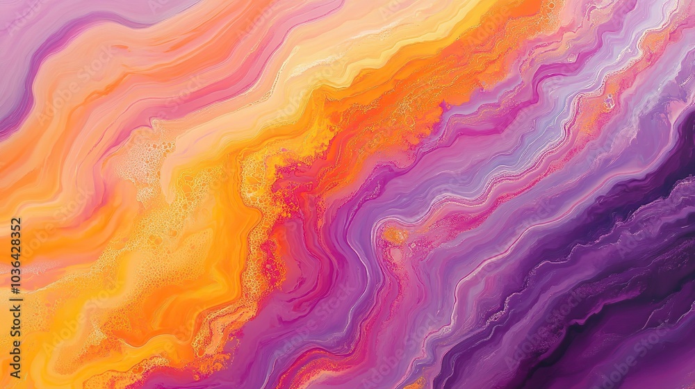 Abstract purple and orange liquid marble texture background. Digital art and design element. Abstract purple and orange liquid marble texture background. Digital art and design element.